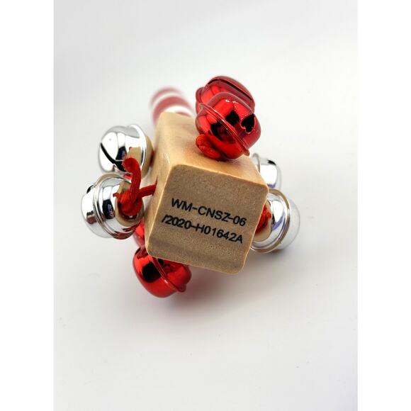 Wooden Hand Shaker Red White Striped With‎ Silver - Picture 4 of 4